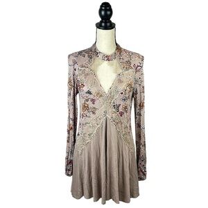 Daytrip Buckle Womens Stretch Mini/Micro Dress SZ S Unique Floral Open Front